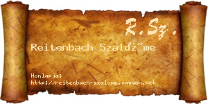 Reitenbach Szalóme névjegykártya